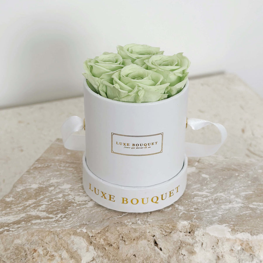 Le Mini with 4 Petite Everlasting Roses - Green - Luxe Bouquet roses that last a year