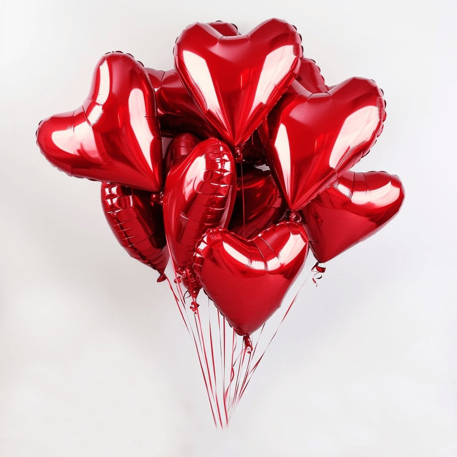 Love Heart Balloons 10 Pack - Red (SYDNEY DELIVERY ONLY) - Luxe Bouquet roses that last a year