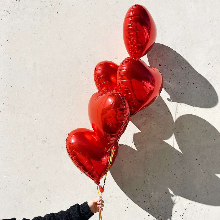 Love Heart Balloons 5 Pack - Red (SYDNEY DELIVERY ONLY) - Luxe Bouquet roses that last a year
