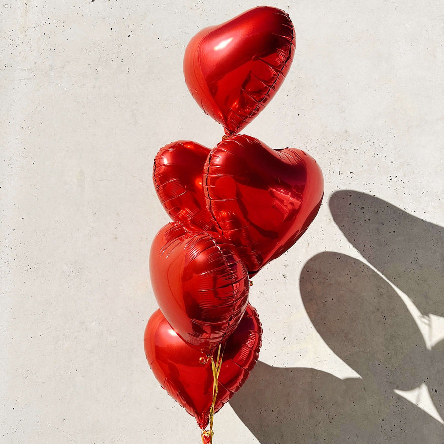 Love Heart Balloons 5 Pack - Red (SYDNEY DELIVERY ONLY) - Luxe Bouquet roses that last a year