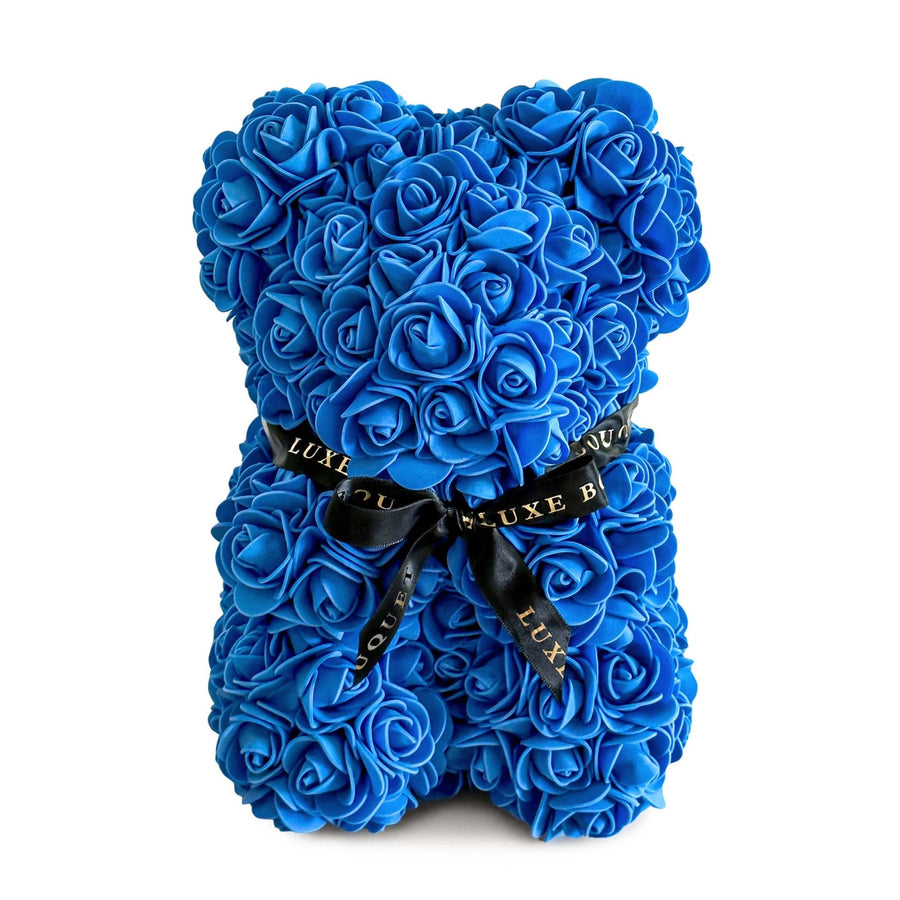 Mini Dark Blue Rose Bear - 25cm (Free Gift Box) - Luxe Bouquet roses that last a year