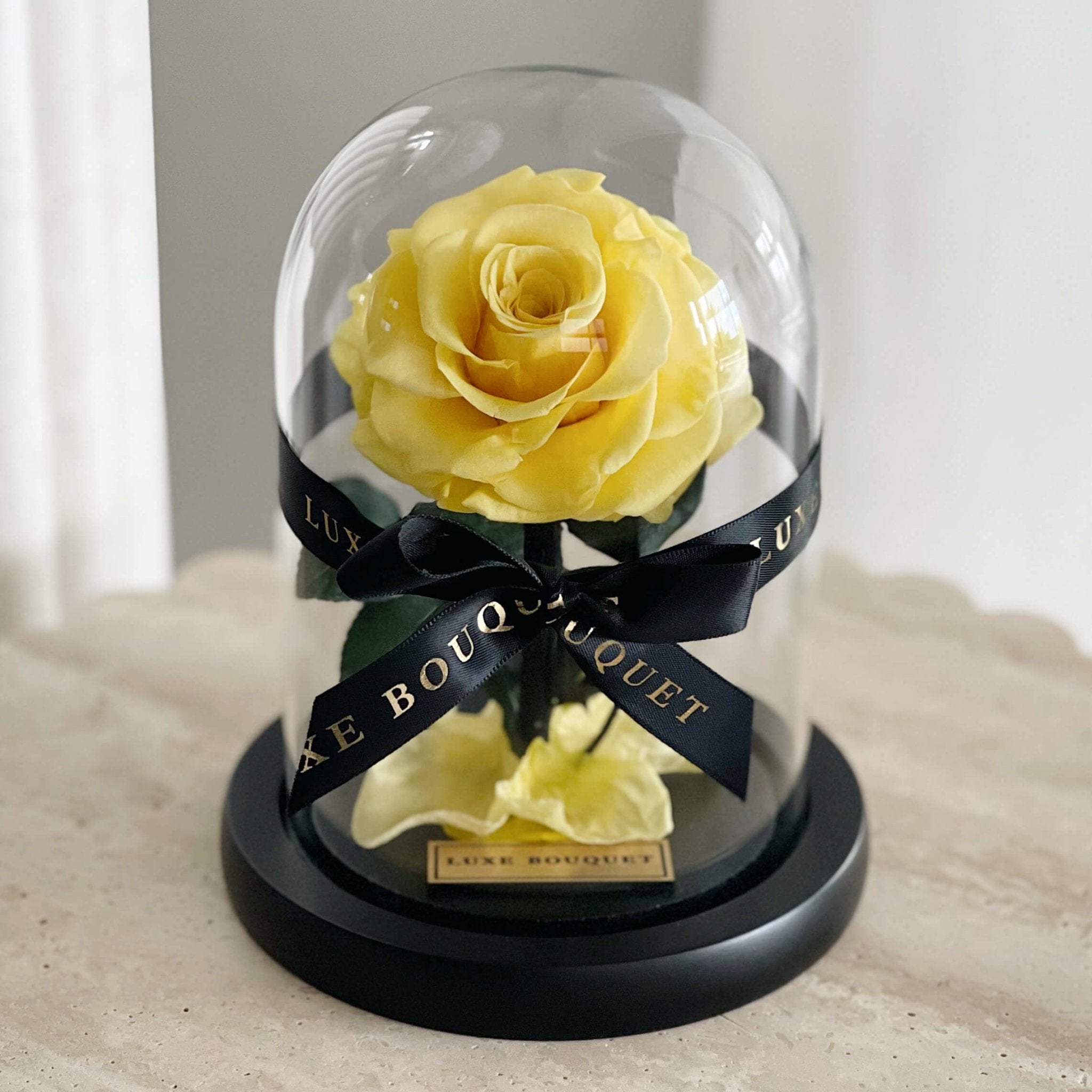 Mini Everlasting Rose Dome - Yellow