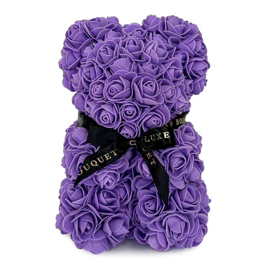 Mini Purple Rose Bear - 25cm (Free Gift Box) - Luxe Bouquet roses that last a year