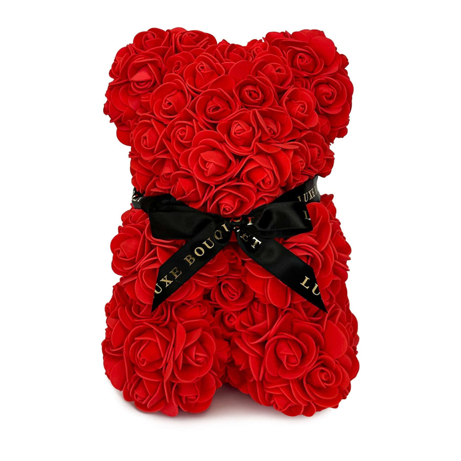 Mini Red Rose Bear - 25cm (Free Gift Box) - Luxe Bouquet roses that last a year