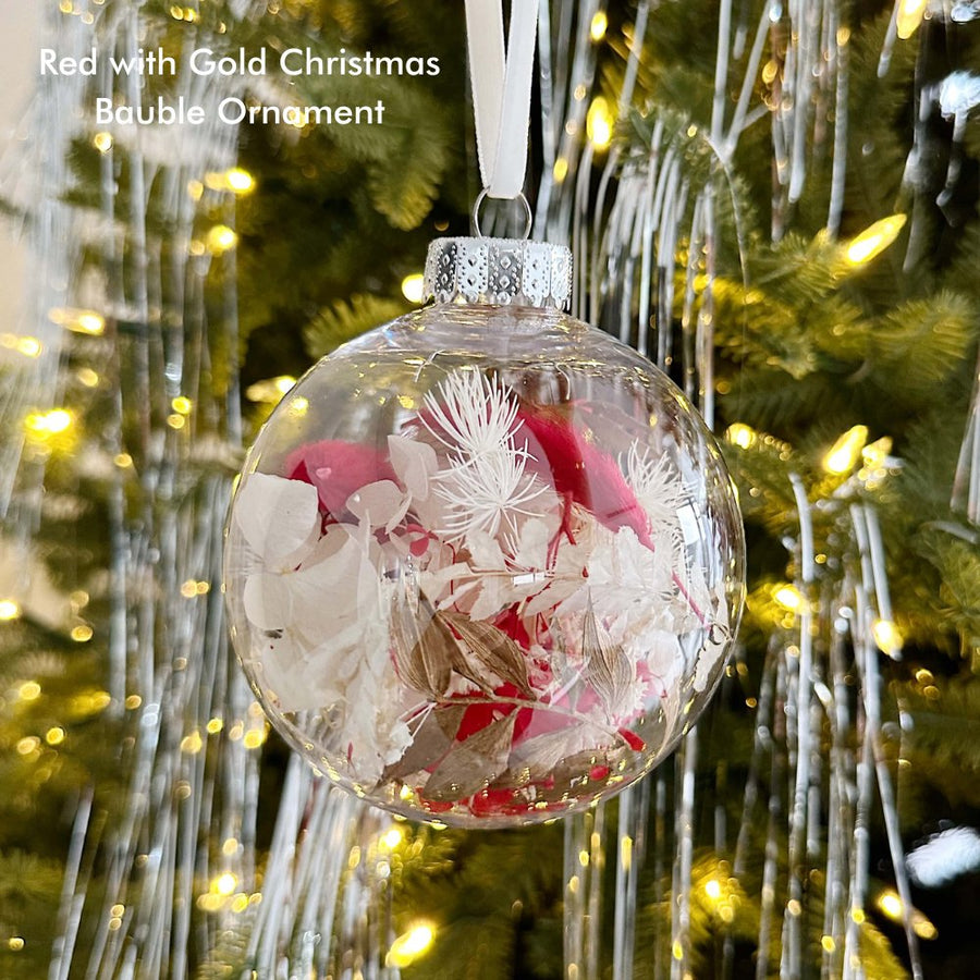 Personalised Dried Flower Christmas Bauble Ornament - Luxe Bouquet roses that last a year