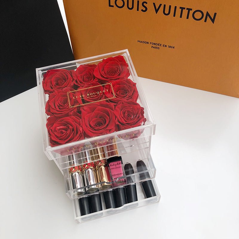 Petite Acrylic Storage Drawers - Luxe Bouquet roses that last a year