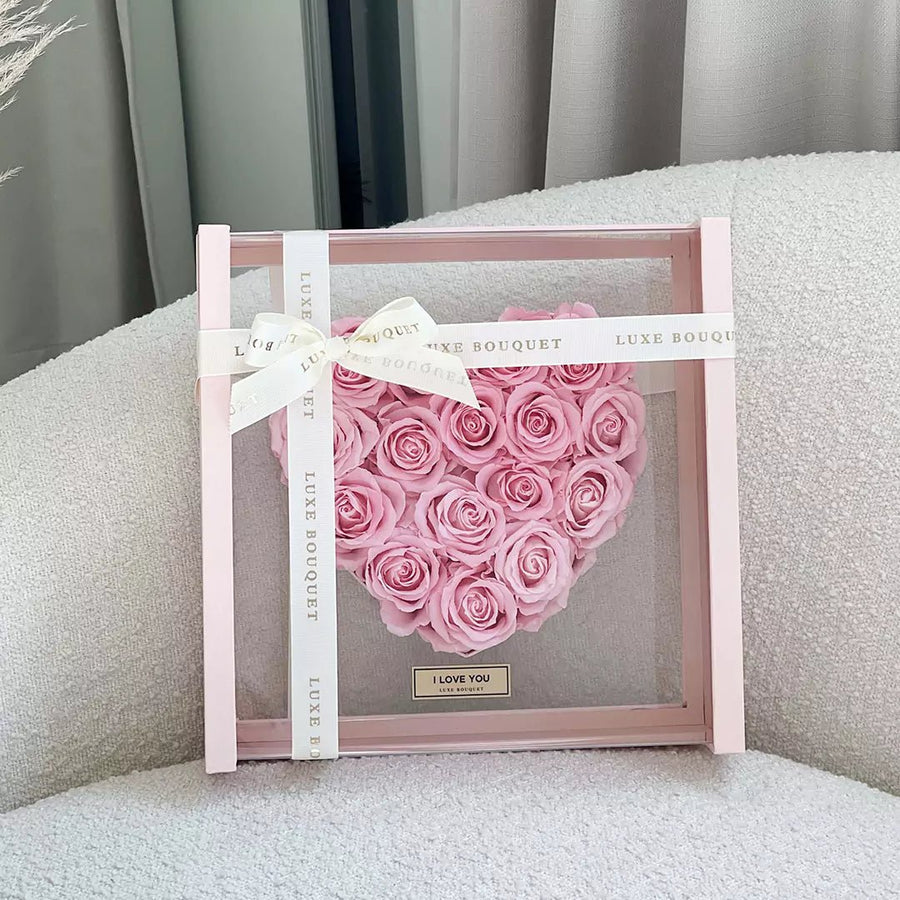 Pink Floating Heart Box | Everlasting Roses - Luxe Bouquet roses that last a year