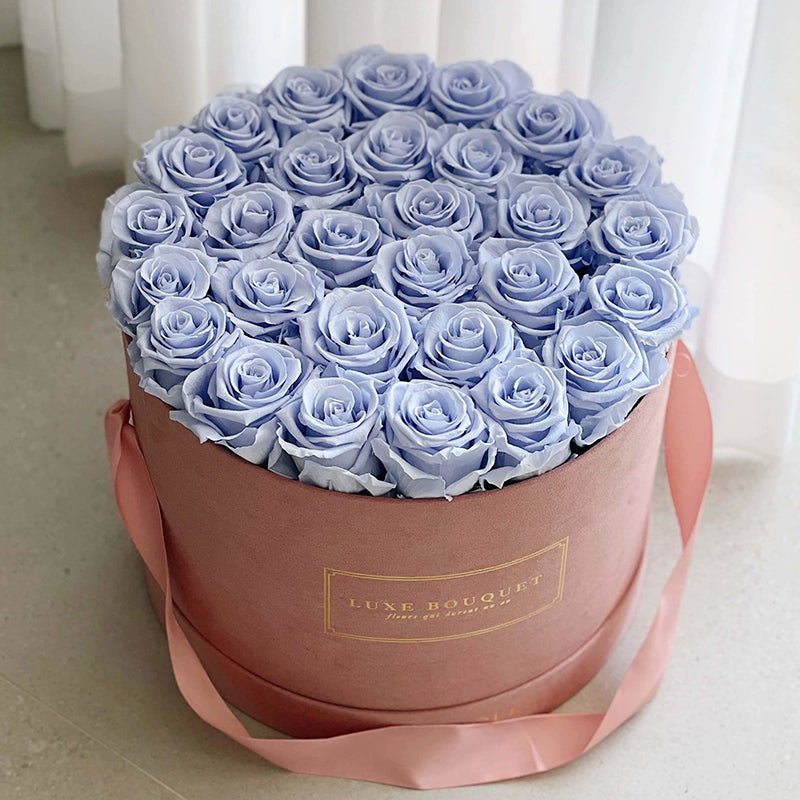 Pink Suede Luxe Bouquet Box - Luxe Bouquet roses that last a year