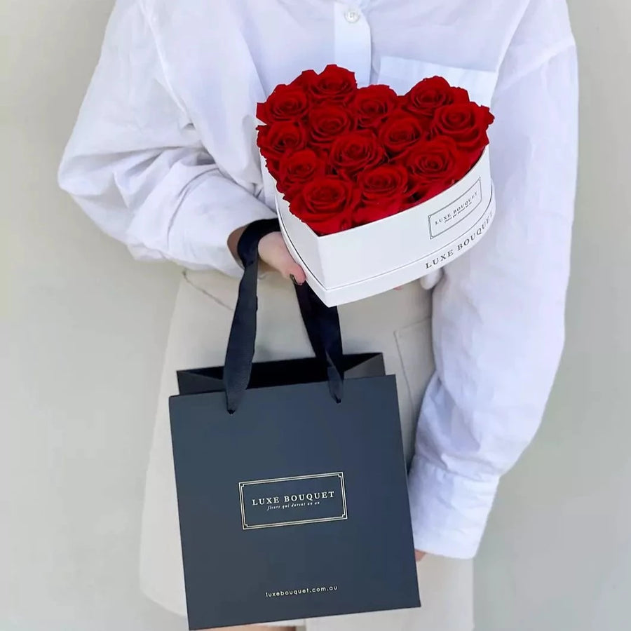 Small Forever Love Heart Box - Luxe Bouquet roses that last a year