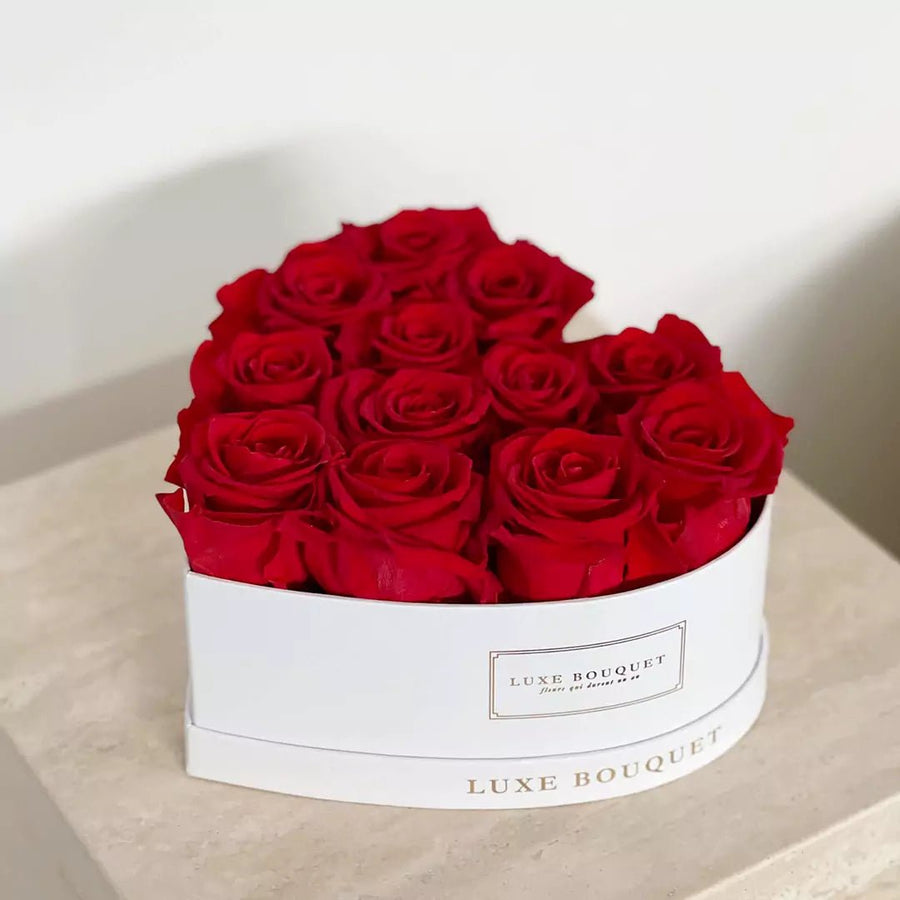 Small Forever Love Heart Box - Luxe Bouquet roses that last a year