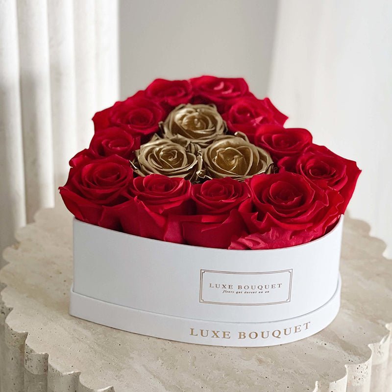 Small Forever Love Heart Box - Two Tone - Luxe Bouquet roses that last a year