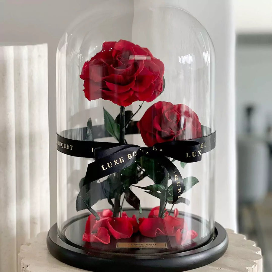 The Everlasting Duo - Red - Luxe Bouquet roses that last a year