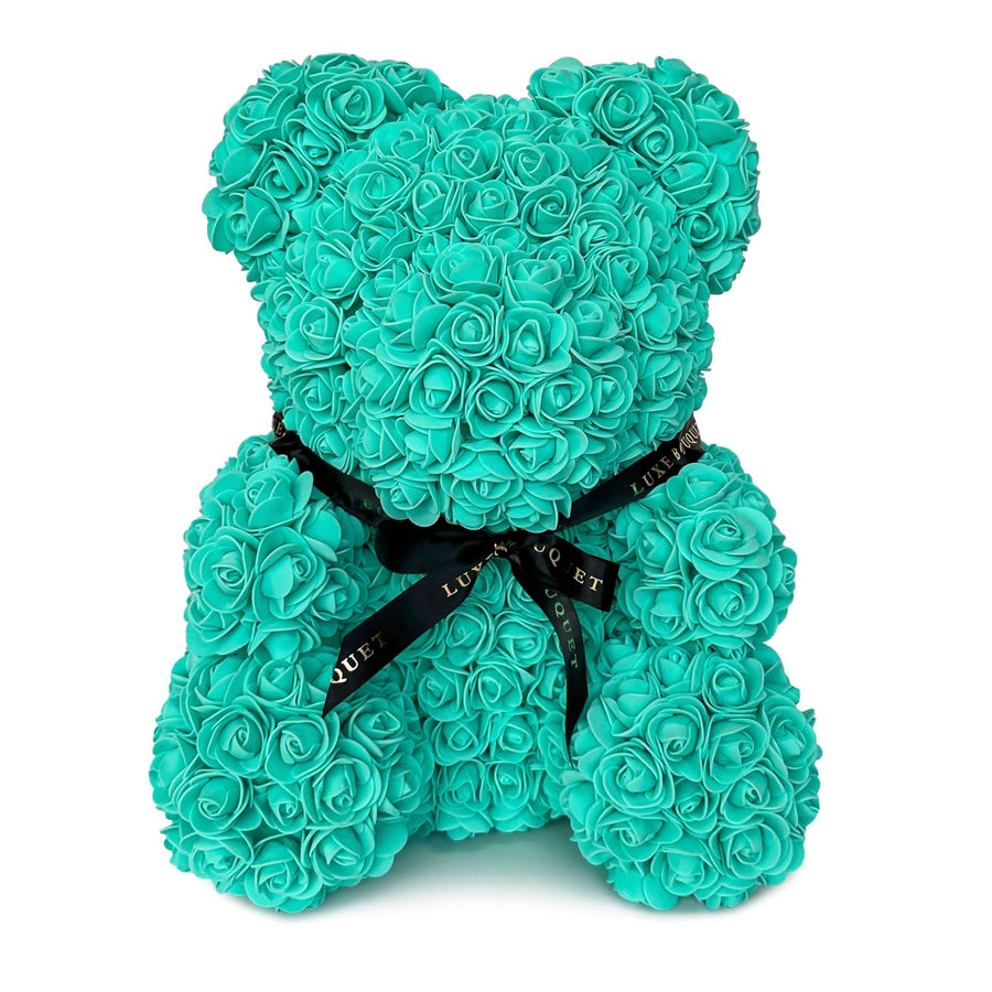 Turquoise Rose Bear - 40cm - Luxe Bouquet roses that last a year
